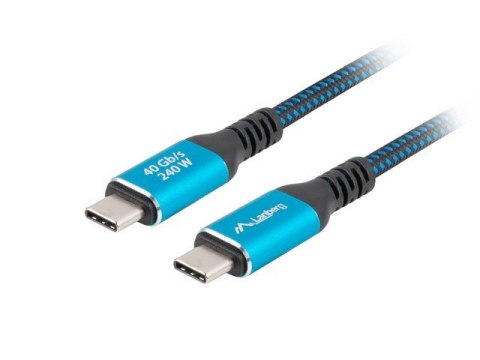 LANBERG KABEL USB-C M/M USB4 0.5M 240W 8K 60HZ CZARNO-NIEBIESKI