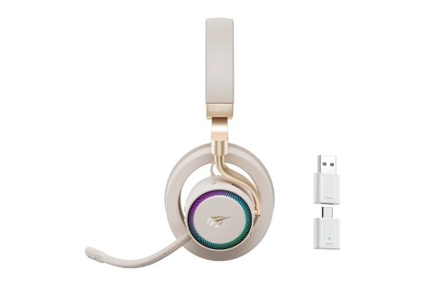 Otwarte słuchawki gamingowe bezprzewodowe Havit Fuxi-H8 (złote)