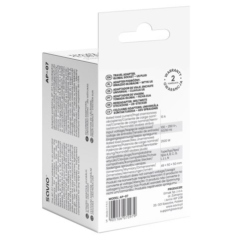 SAVIO ADAPTER PODRÓŻNY GNIAZDO GLOBALNE - WTYK US AP-07