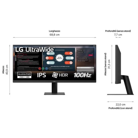 LG 29U511A-B monitor komputerowy 73,7 cm (29") 2560 x 1080 px WFHD LCD Czarny