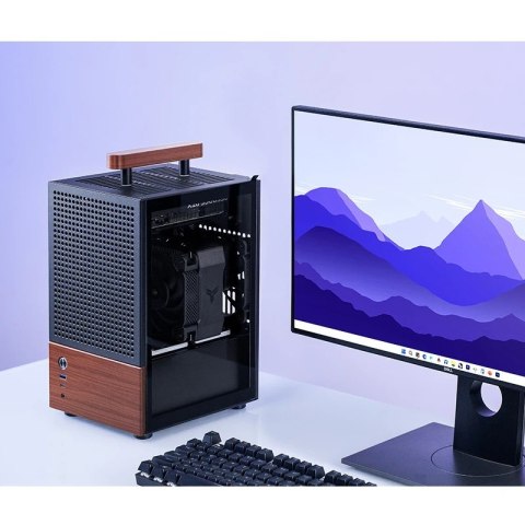 Obudowa Jonsbo T6, Mini-Tower, Mini-ITX, Tempered Glass, Holz - czarna