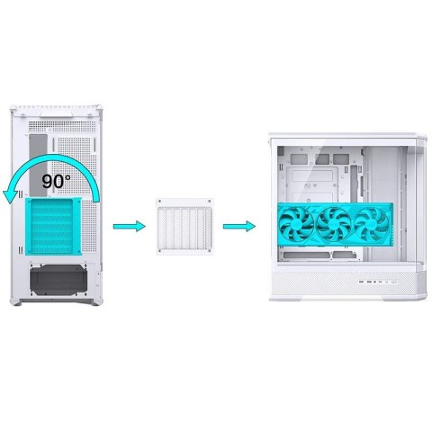 Obudowa PC Jonsbo D400, Midi Tower, ATX, Szkło Hartowane - biała
