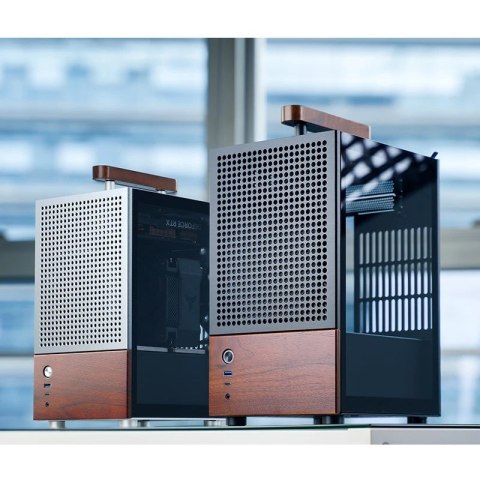 Obudowa PC Jonsbo T6 Mini-Tower, Mini-ITX, szkło hartowane, drewno - srebrna