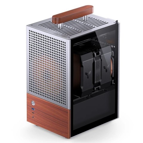 Obudowa PC Jonsbo T6 Mini-Tower, Mini-ITX, szkło hartowane, drewno - srebrna