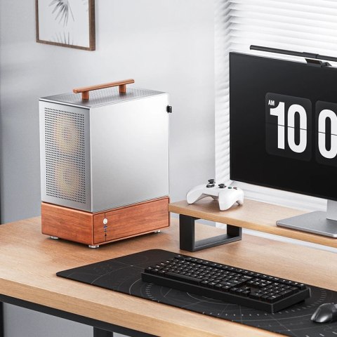 Obudowa PC Jonsbo T7, Midi-Tower, mATX, Szkło Hartowane - srebrne