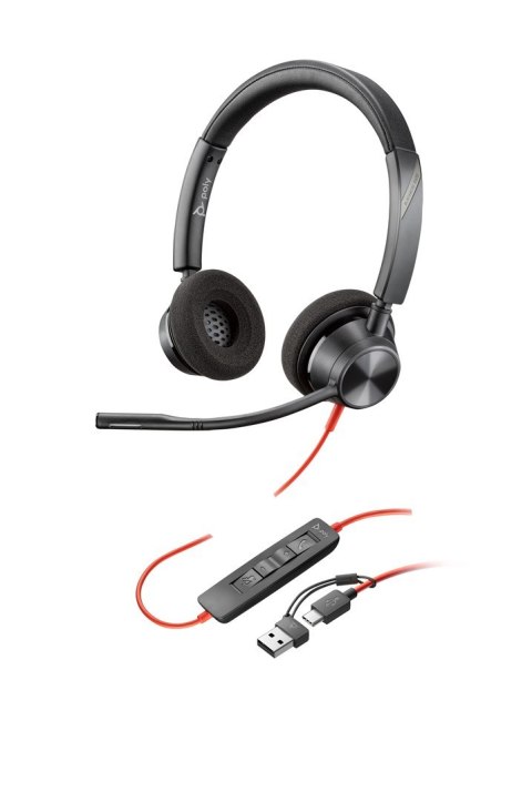 Słuchawki Poly Blackwire 3320 Stereo USB-C Headset +USB-C/A Adapter 8X219AA