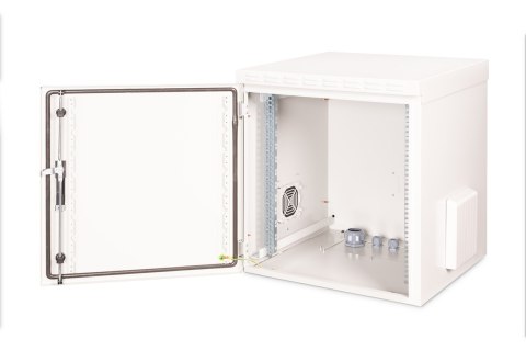 Digitus Szafa sieciowa wisząca 19" 12U rack 600x600, drzwi pełne, szary, niedzielona, złożona, IP55, 100kg
