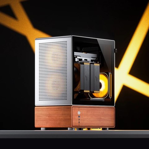 Obudowa PC Jonsbo T7, Midi-Tower, mATX, Szkło Hartowane - srebrne