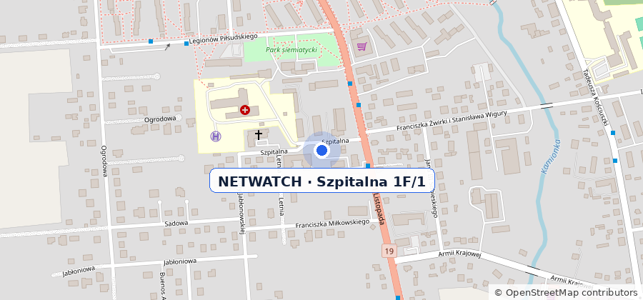 Mapa dojazdu: NETWATCH, ul. Szpitalna 1F/1 w Siemiatyczach —
                    obok szpitala, przy skrzyżowaniu z ul. 11 Listopada